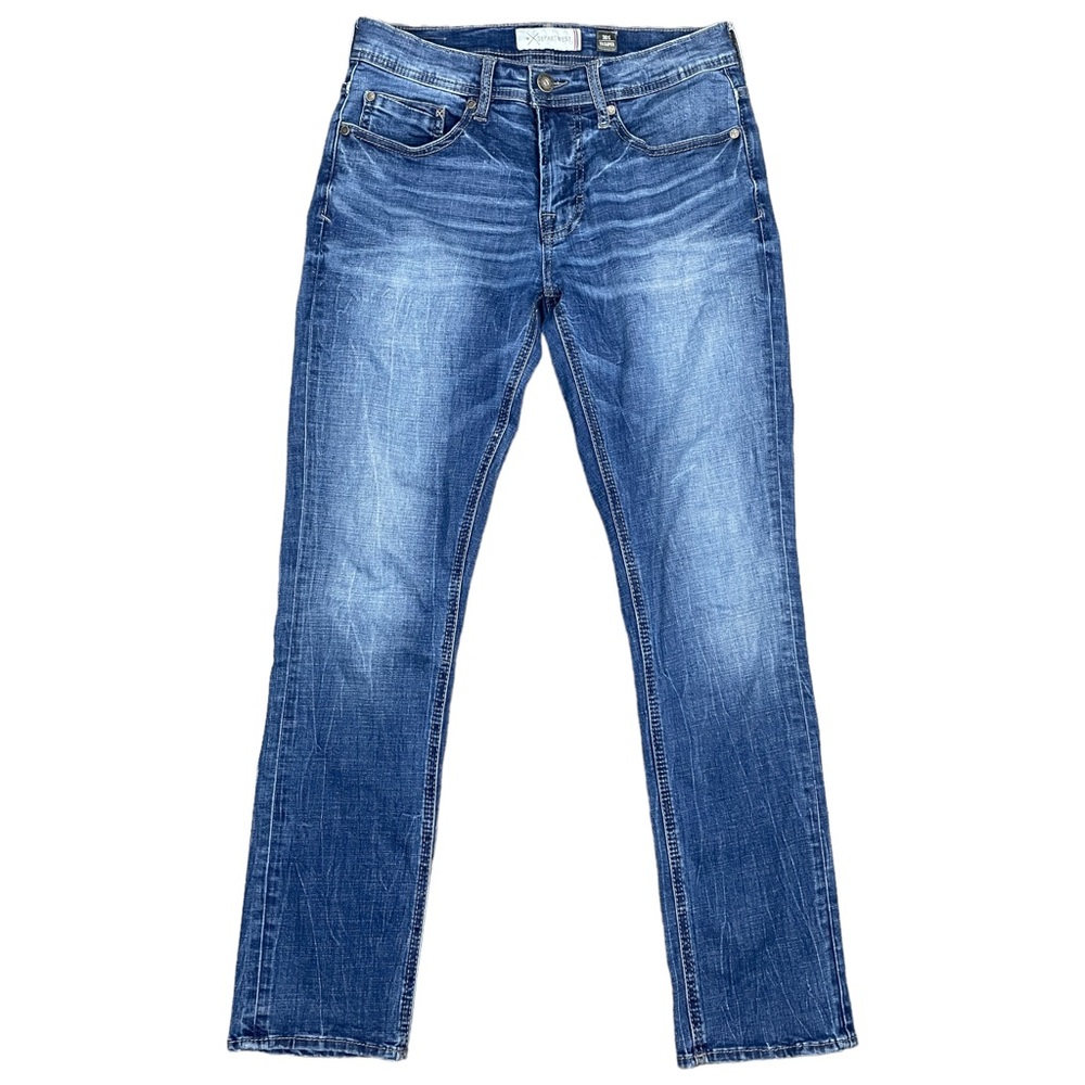 DEPARTWEST Trouper Jeans Mens 30S Blue 30" Inseam Whiskered Pockets Straight